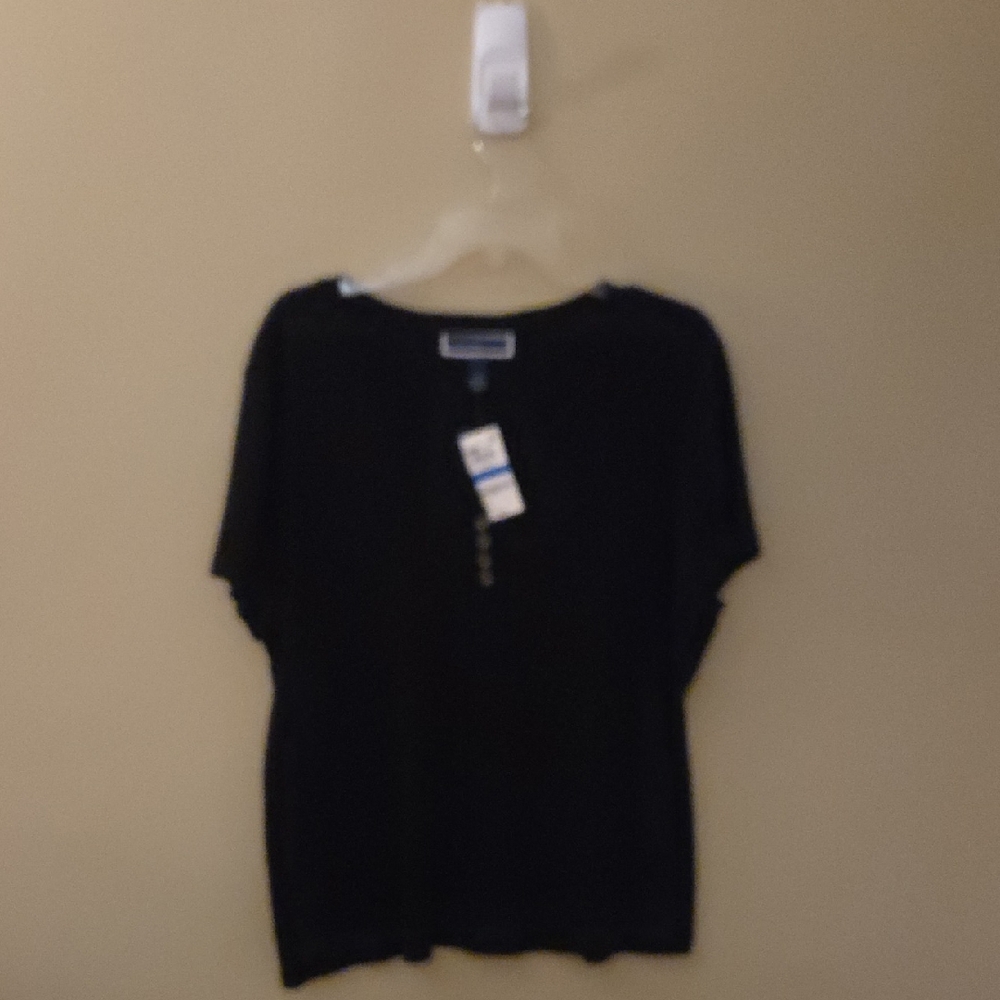 Karen Scott Classic Black Short Sleeve Top